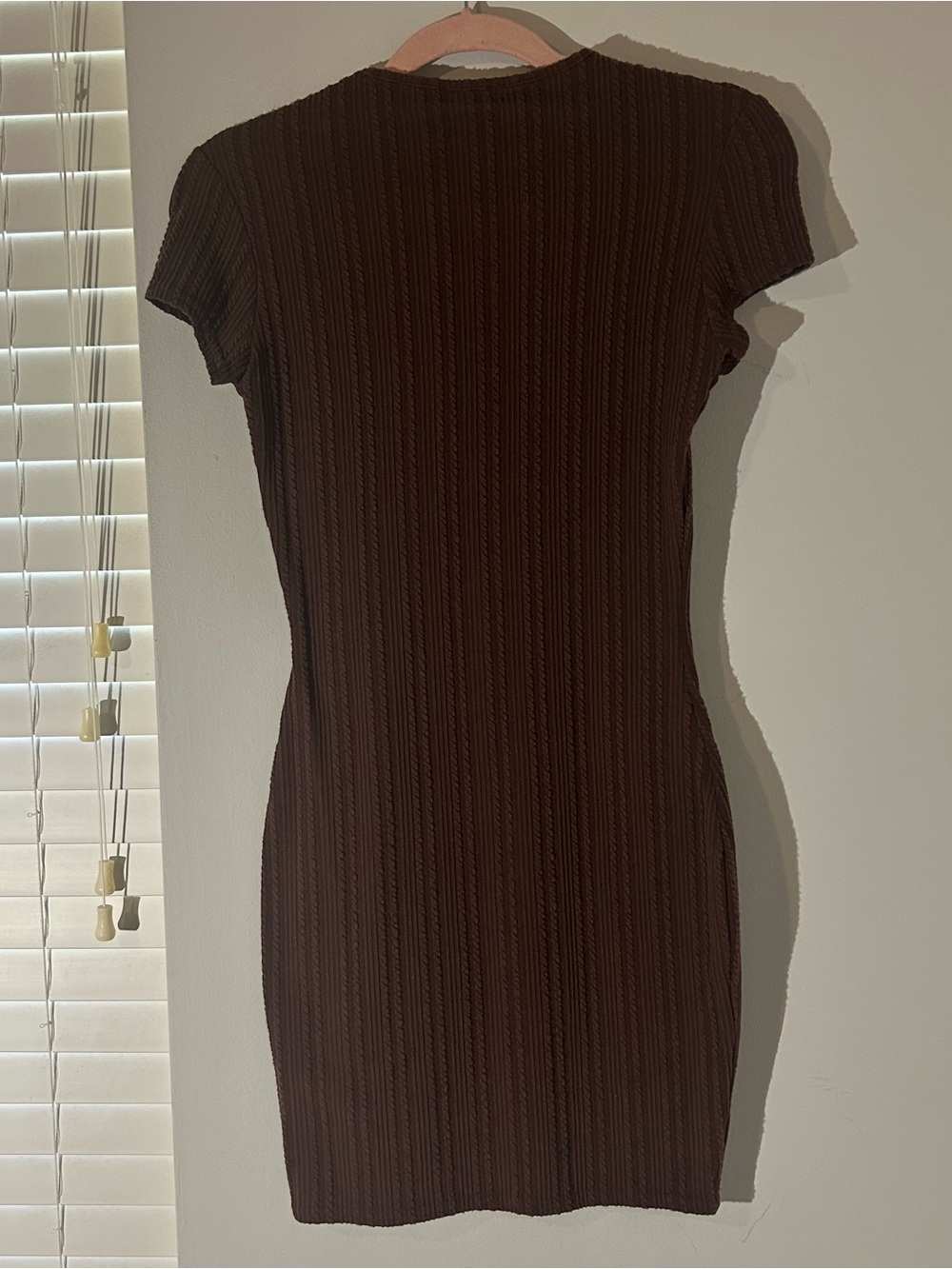 PrettyLittleThing Chocolate Ribbed Mini Dress - Picture 5 of 6